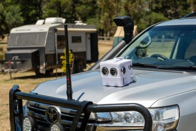 White Transcool 12V portable air cooler for 4WD camping, pets and truck sleepers