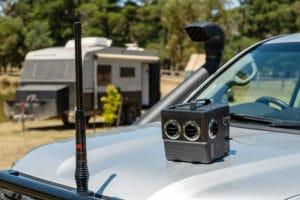 Transcool E3 12V portable air cooler on 4WD hood